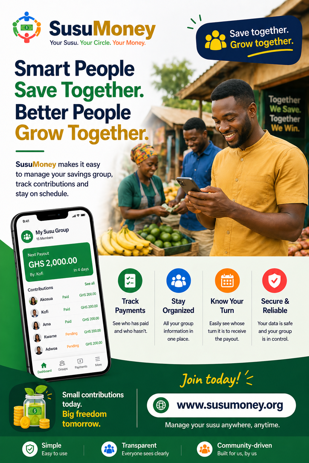 Smart People Save Together, Better People Grow Together